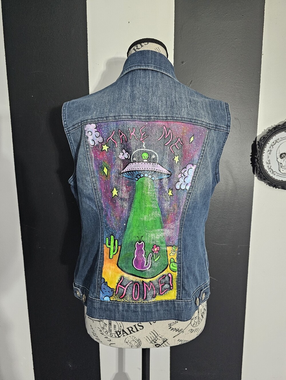 Handpainted Alien Cat Vest
